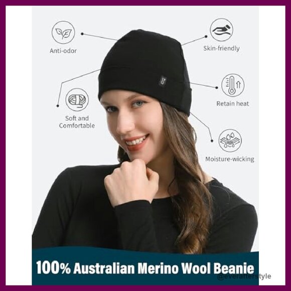 100% Merino Wool Thermal Beanie Lightweight Soft Snug Fit Winter Hiking main image 8